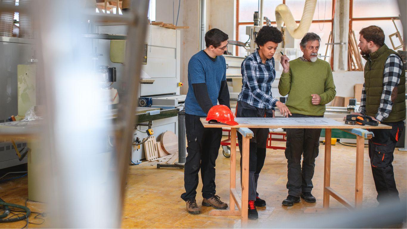 Handwerks-Team bei der Projektplanung